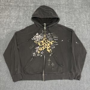 Social Collision Hoodie Sweatshirt Star Size Small Black Distressed